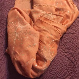 Bright Orange Scarf Hijab- Golden Embellished